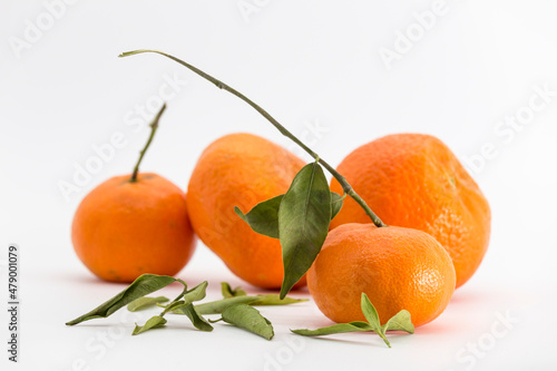 group of tangerines on white background