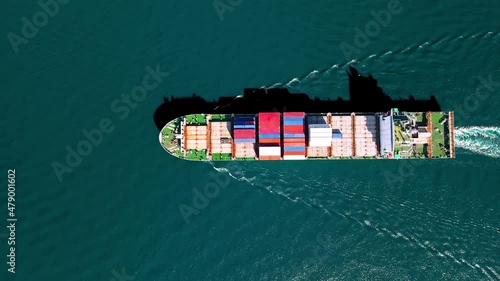 Cargo ship crossing the ocean 4K 60fps