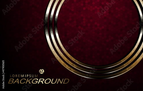 Gorgeous burgundy texture design, gold round mosaic frame