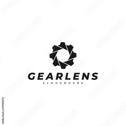 gear and lens logo design vector