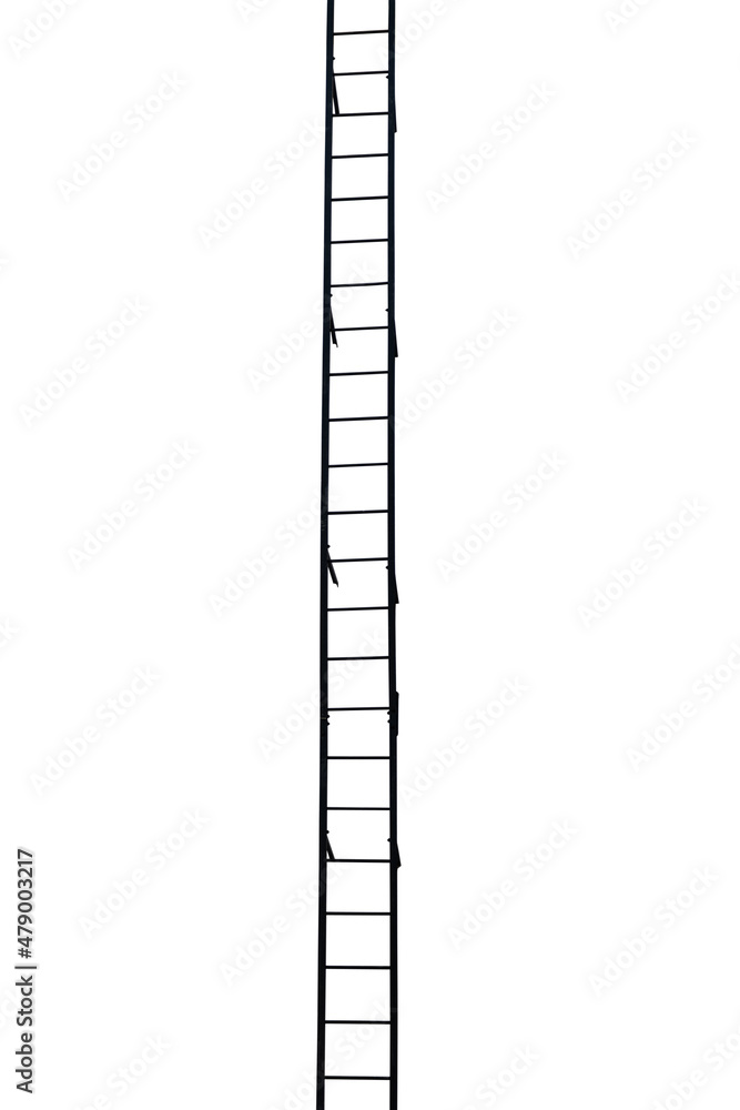 Metallic ladder isolated on white background.