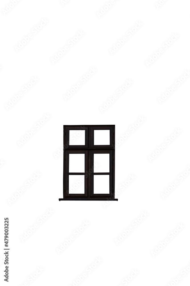 Old wooden window on white background.