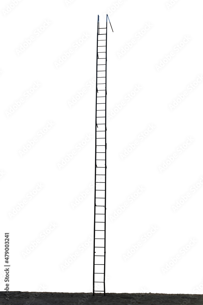 Pavement and metallic ladder isolated on white and isolated background. Pavement and metallic ladder isolated on white and isolated background.