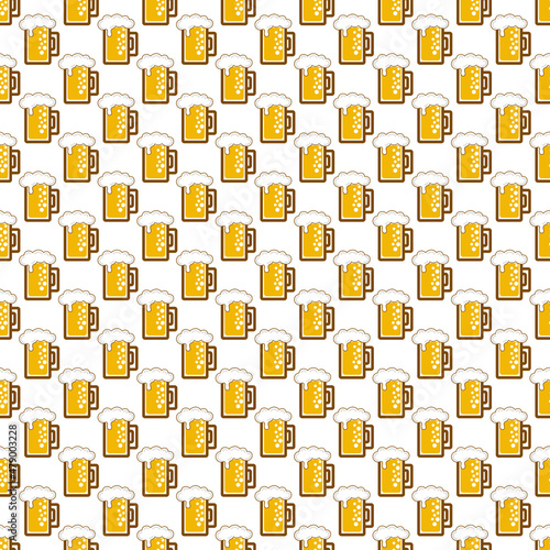 Seamless beer in a glass pattern background