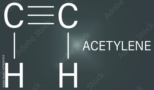 Acetylene or ethyne molecule. Used in oxy-acetylene welding. Skeletal formula.