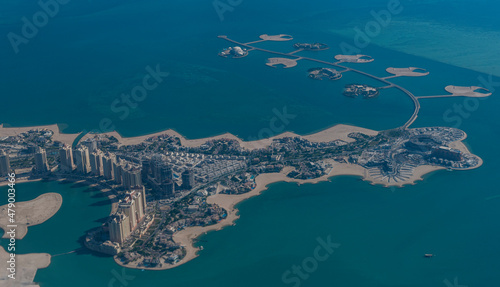Aerial of an artifical island, Qatar