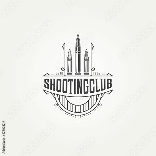 shooting club classic vintage line art logo template vector illustration design