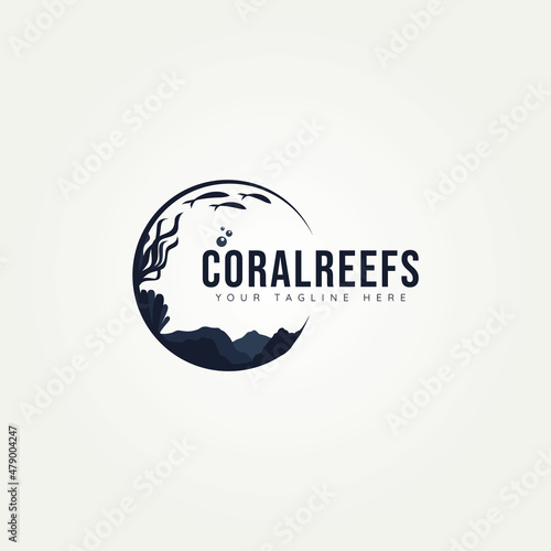 Fototapeta Naklejka Na Ścianę i Meble -  silhouette coral reef aquatic ocean icon logo template vector illustration design