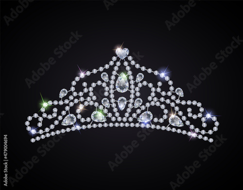 Diamond tiara - vector illustration of shiny diadem