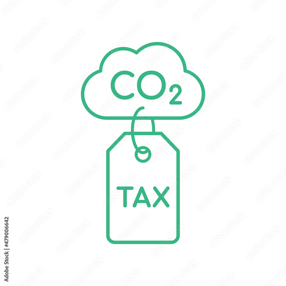 CO2 tax line icon. Carbon tax label attached to a cloud. Environmental