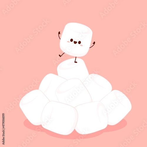 Marshmallows character design. Pile of marshmallows.