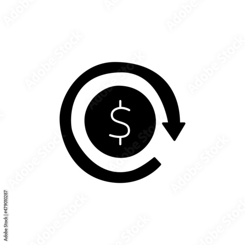 Money flow Icon in black flat glyph, filled style isolated on white background
