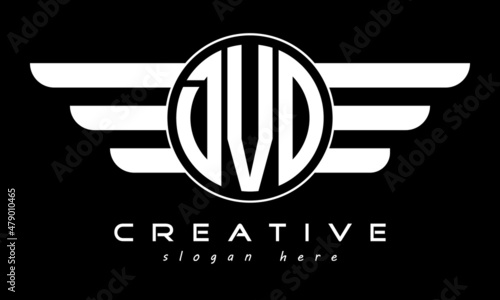 DVO three letter monogram type circle letter logo with wings vector template. photo