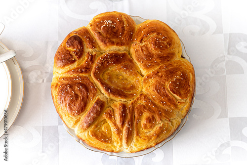 Orthodox custom for Christmas, homemade bread called 