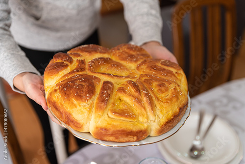 Orthodox custom for Christmas, homemade bread called 