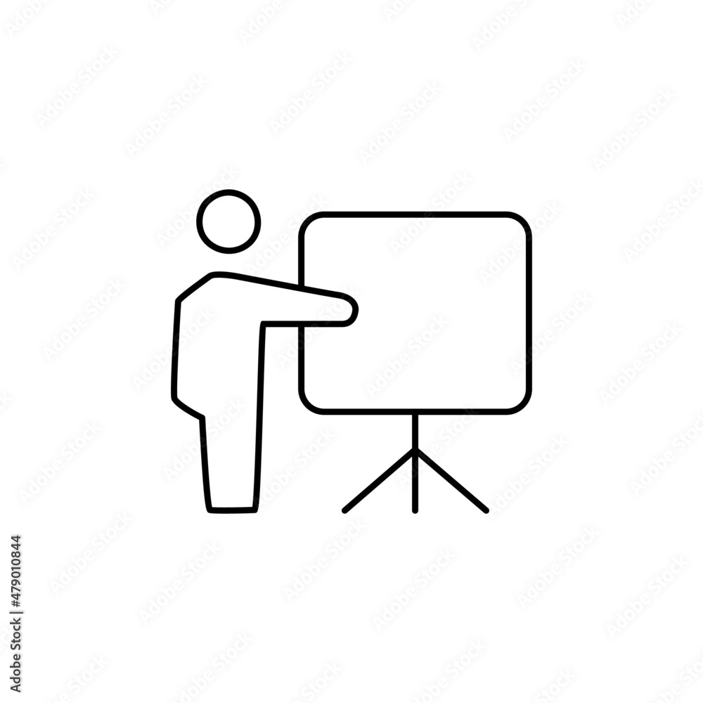 Presentation Icon in black line style icon, style isolated on white background Presentation Icon in black line style icon, style isolated on white background