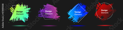 Vector illustration. Modern art graphics for hipsters. Dark backdrop. Bright colors. Element design for banner, business cards, invitations, brochures.
