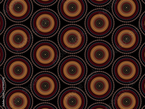 Luxurious and exquisite golden lace pattern on black background. Repeating pattern for glamourous textile/surface design.