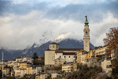 Colorful houses of beautiful Belluno town in Veneto province, northern Italy