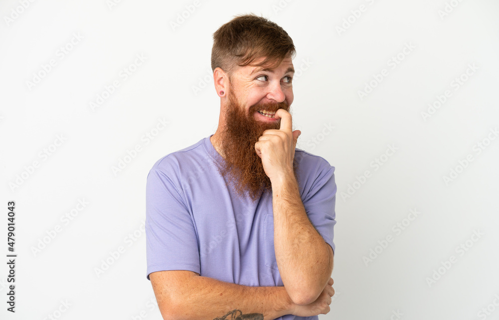 Young reddish caucasian man isolated on white background nervous and scared Young reddish caucasian man isolated on white background nervous and scared