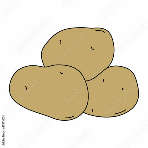 Cartoon vector illustration of potato isolated on white background. Ripe fresh vegetable for cooking, source of vitamins
