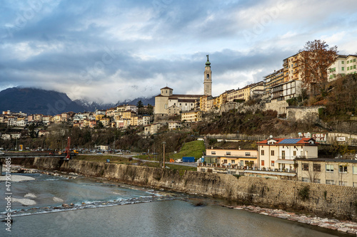 Colorful houses of beautiful Belluno town in Veneto province, northern Italy