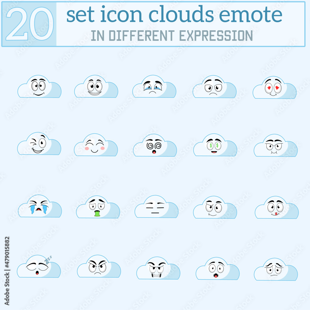 Obraz premium Set emoji clouds
