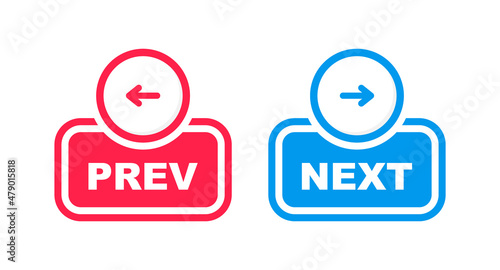 Next and previous button. Prev, next icon. Web buttons with arrows prev and next. Vector illustration.