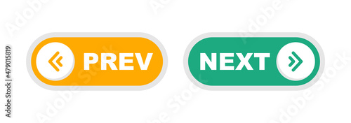 Next and previous button. Prev, next icon. Web buttons with arrows prev and next. Vector illustration. photo