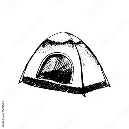 hand drawn camping tent illustration