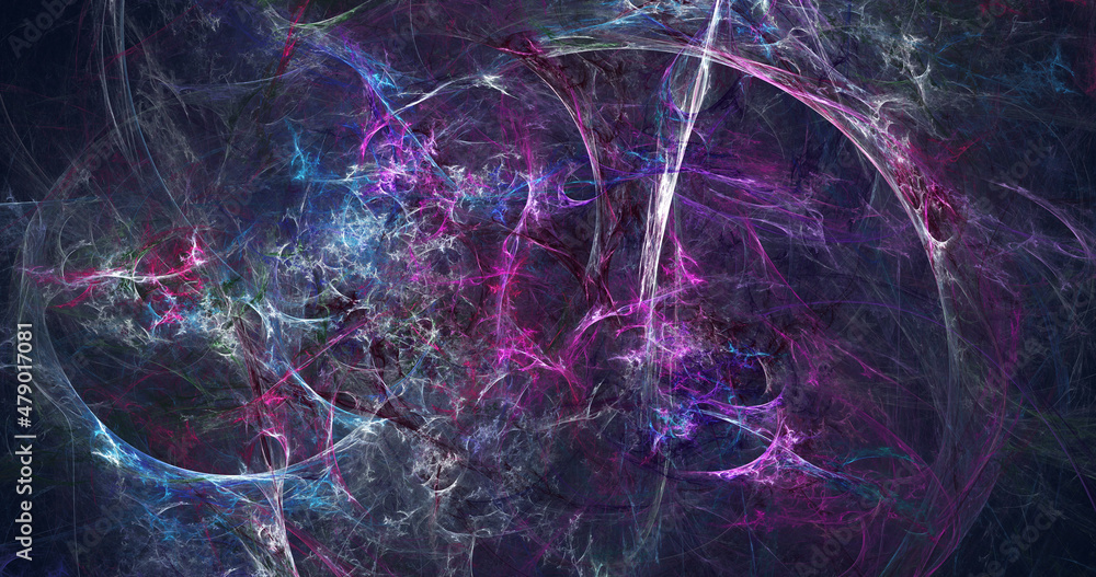 Obraz premium Abstract transparent blue and violet crystal shapes. Fantasy light background. Holiday wallpaper. Digital fractal art. 3d rendering.