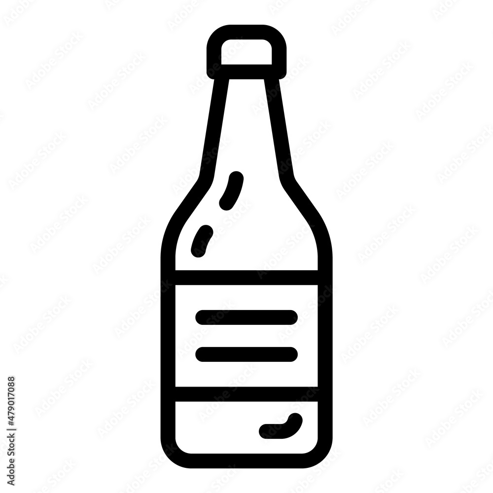Glass Bottle Flat Icon Isolated On White Background Glass Bottle Flat Icon Isolated On White Background