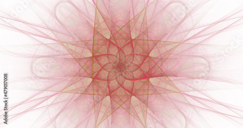 Abstract exotic transparent rose flower. Psychedelic mandala design. Fantastic fractal shapes background. Holiday wallpaper. Digital fractal art. 3d rendering.