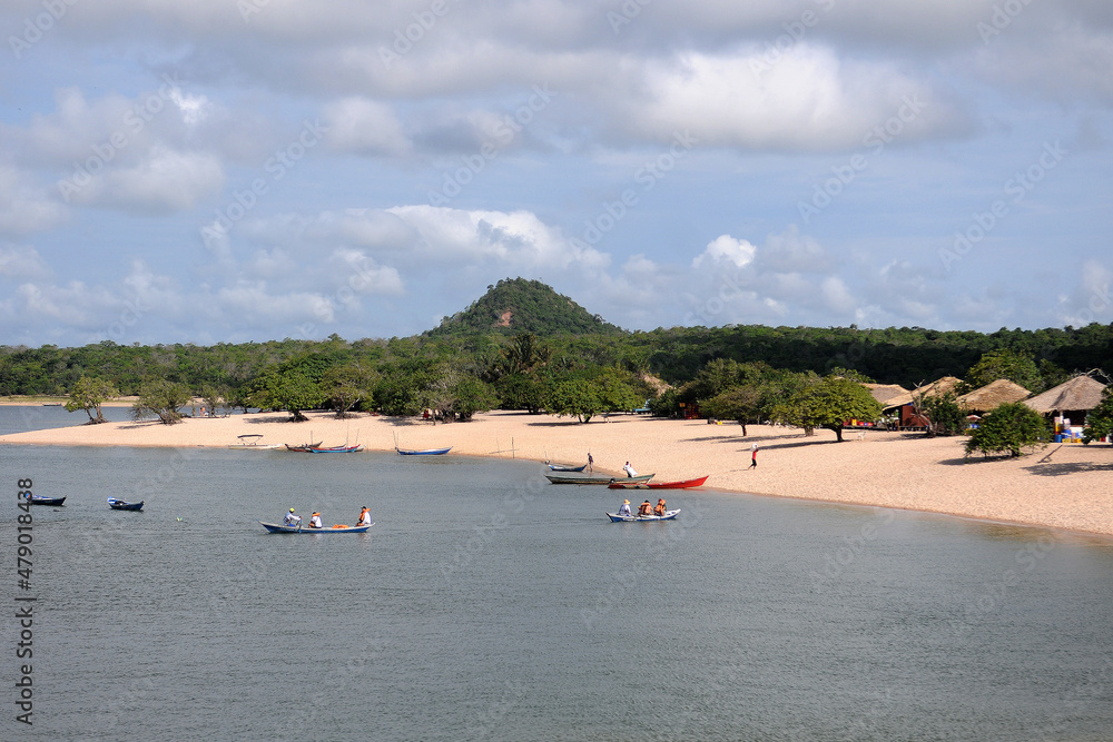 View of The Island of Love in Alter do Chão, state of Pará, northern region. An island with freshwater beaches of the Tapajós river.