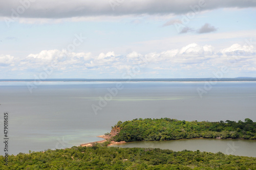 View of the Piranha lagoon, the tip of cururu and the Tapajós river from above piraoca hill in the city of Alter do Chão, in the state of Pará, Brazil. photo