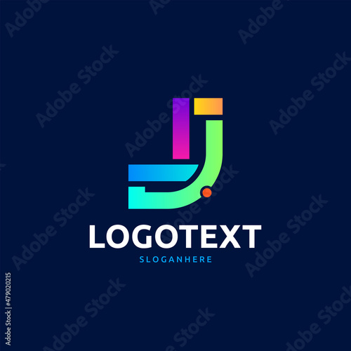 Letter J logo. Colorful logo abstract