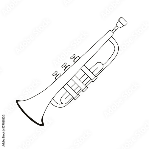 The trumpet is a musical instrument. Horn. Trombone. Vector stock illustration. isolated on a white background.