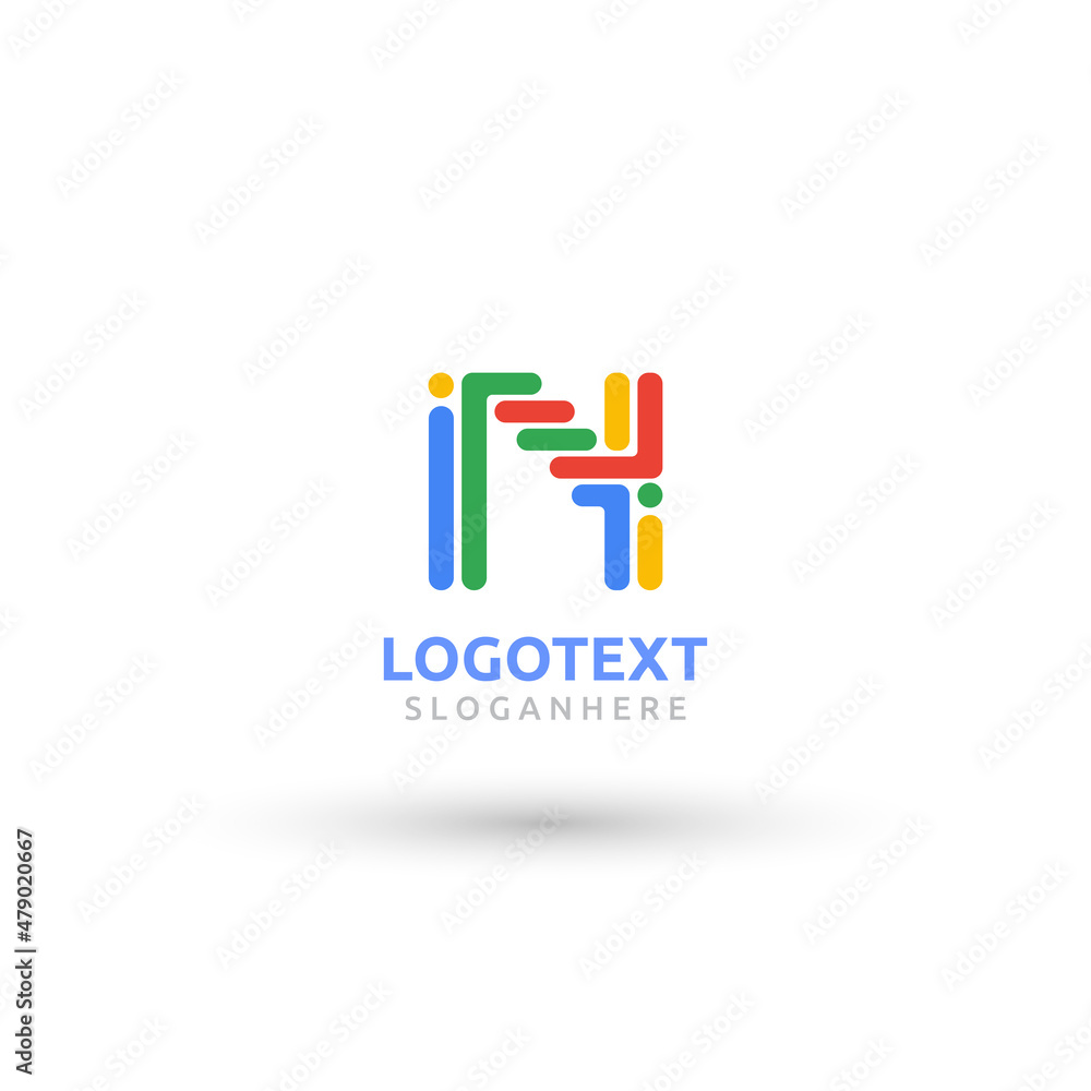 Letter N logo. Colorful team logo