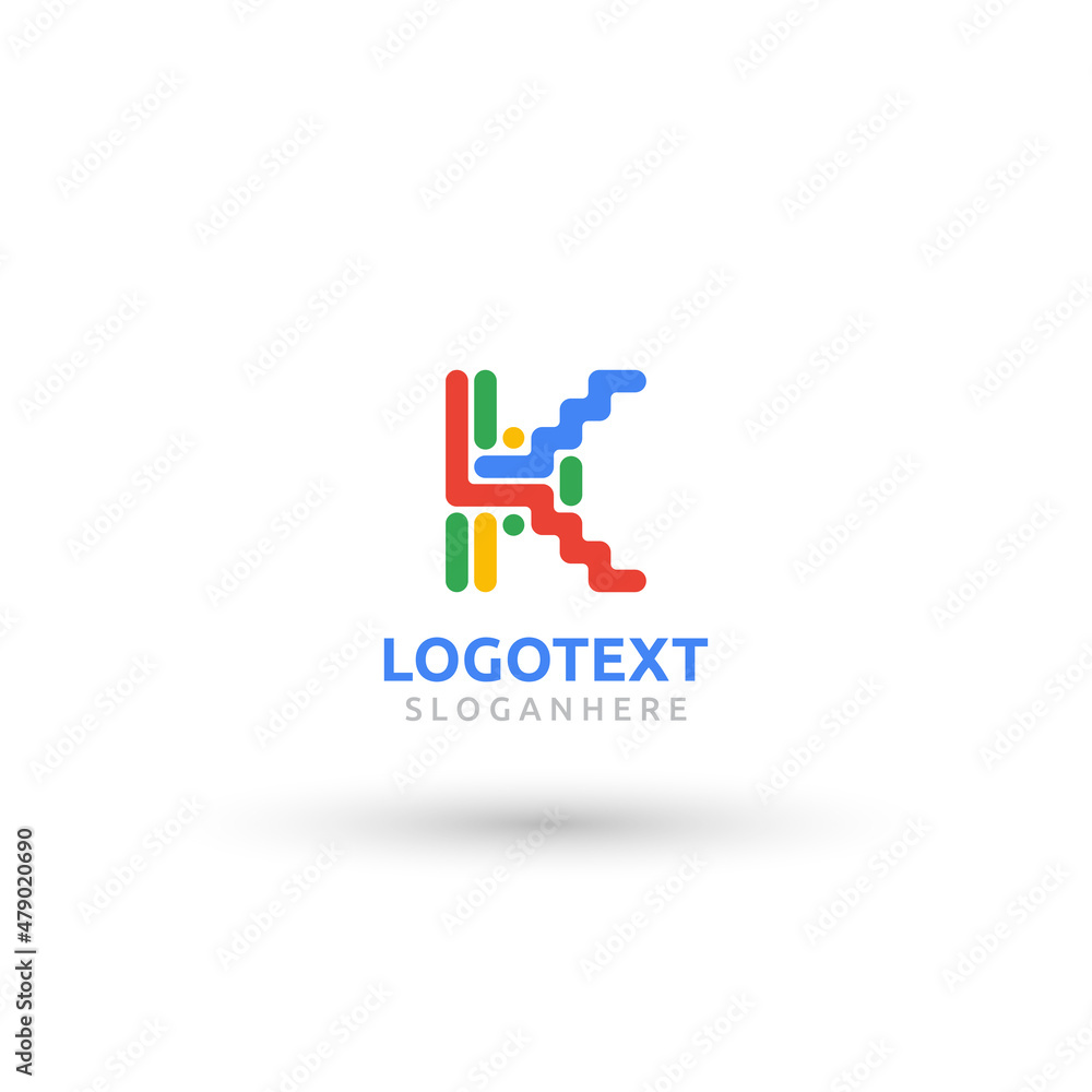 Letter K logo. Colorful team logo