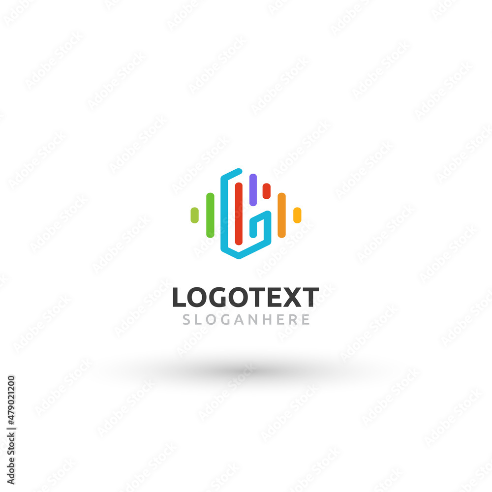 Letter L logo. colorful music wave logo
