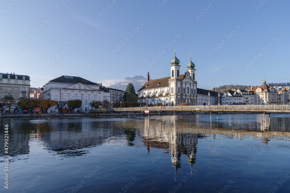 City center of Lucerne, Central Switzerland, Church of St. Francis