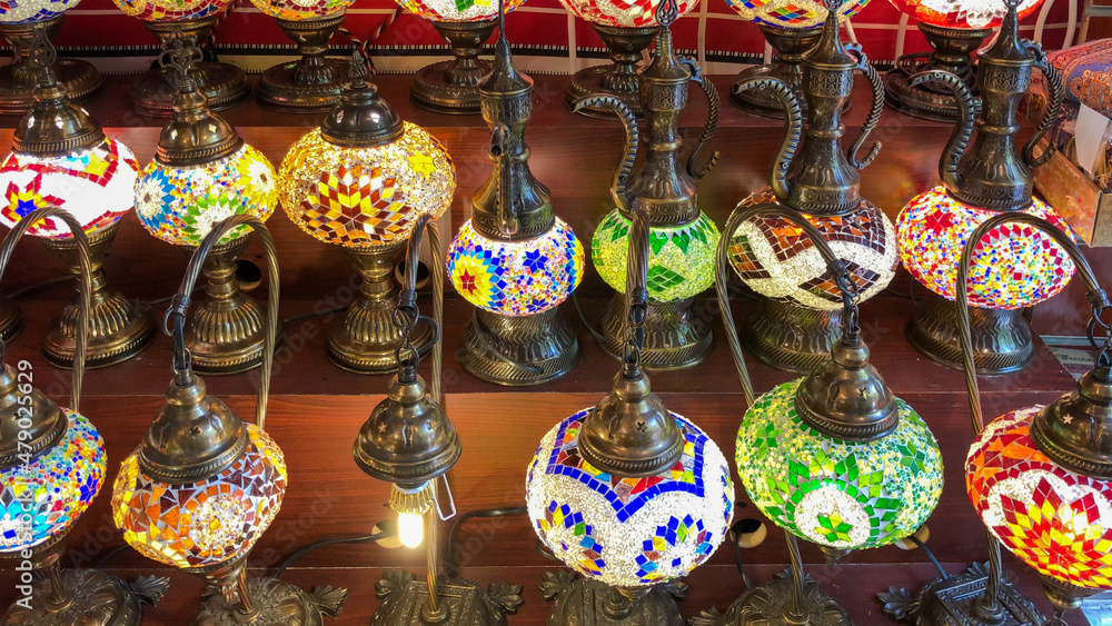 Traditional arabic vibrant lamps.