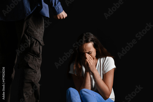 Aggressive man and scared y...