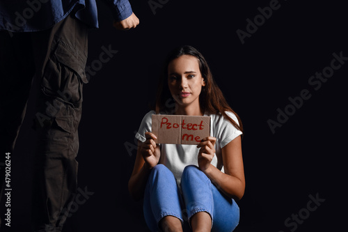 Aggressive man and scared y...