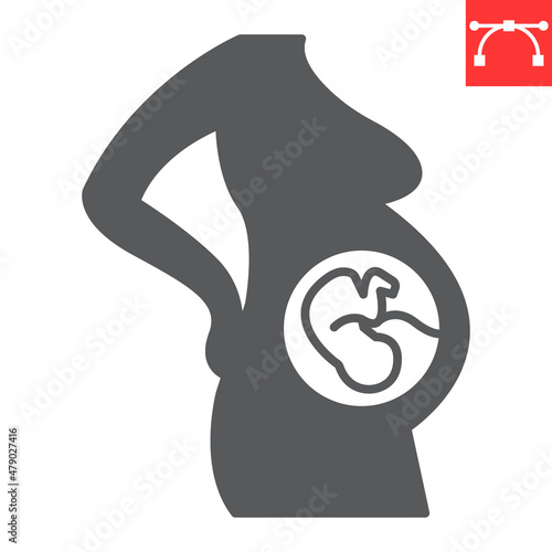 Pregnant woman glyph icon, pregnancy and female, pregnancy mother vector icon, vector graphics, editable stroke solid sign, eps 10.