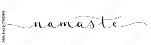 NAMASTE black vector brush calligraphy banner with swashes