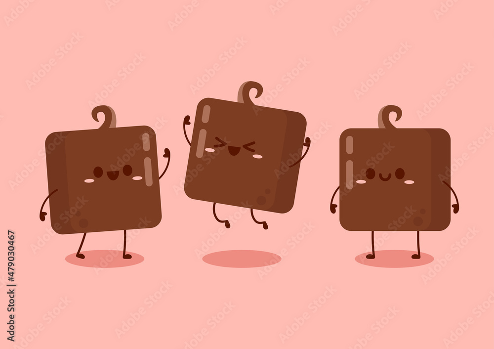 Cute and funny chocolate bar character. Chocolate mascot. Cute and funny chocolate bar character. Chocolate mascot.