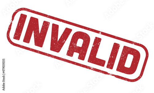grungy red INVALID rubber stamp isolated on white background, vector illustration