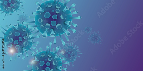 Covid 19 design banner - coronavirus sars cov 2 - blue design photo