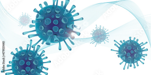 Covid 19 design banner - coronavirus sars cov 2 - blue design photo